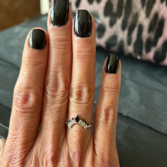 🖤🖤NWOT- STUNNING STERLING SILVER  BLACK & WHITE CZ HALO RING ENHANCER 🖤🖤SZ 7 - Picture 1 of 8